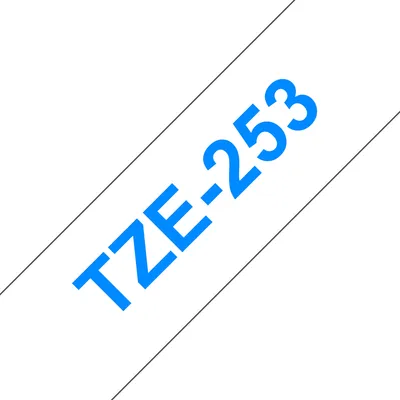 Band für Etikettendrucker Brother TZE-253 Blau auf Weiß 24 mm