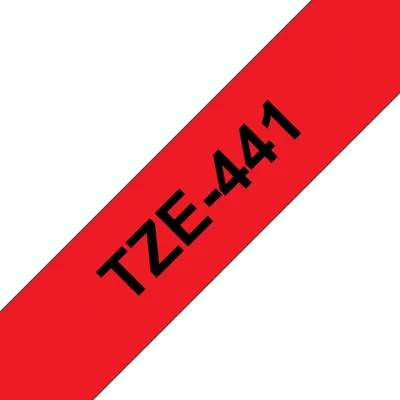 Laminierte TZe Schriftbandkassette 1,8 cm Schwarz auf Rot, hitze- und kältebeständig