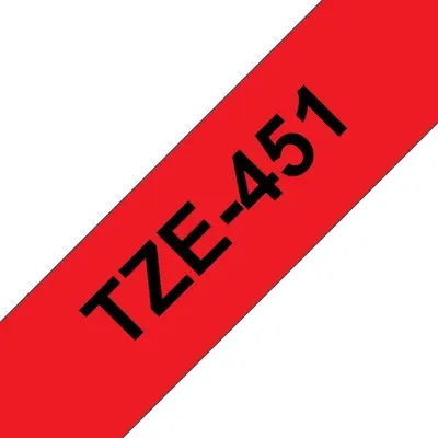 Band für Etikettendrucker Brother TZE-451 Schwarz auf Rot 24 mm