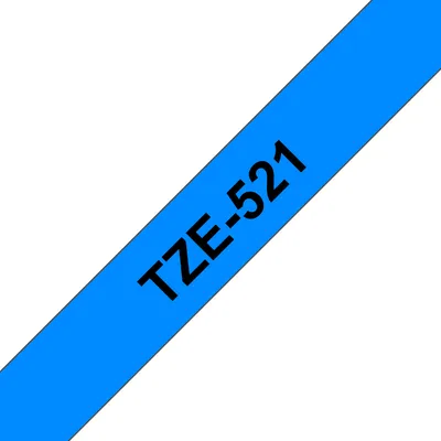 Beschriftungsband Brother TZE-521 9mm Schwarz auf Blau Laminiert