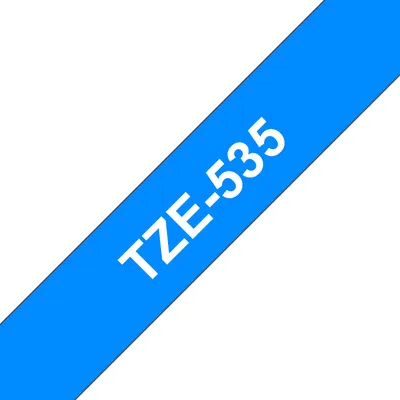Band Brother TZE-535 Weiss auf Blau 12 mm x 8 m Laminiert