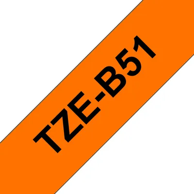 Beschriftungsband Brother TZE-B51 Schwarz auf fluoreszierend Orange laminiert 24 mm