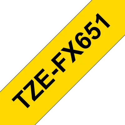 Brother TZE-FX651 Etikettenband 24 mm x 8 m Schwarz auf Gelb