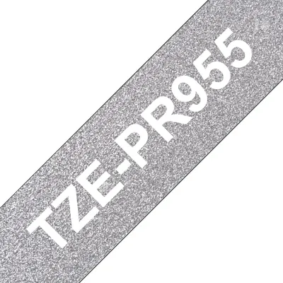 Band Brother TZE-PR955 Weiss auf Silber 24 mm laminiert