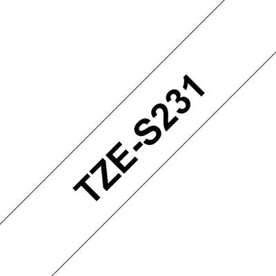 Brother TZE-S231 Etikettenband 1,2 cm x 8 m Schwarz auf Weiß