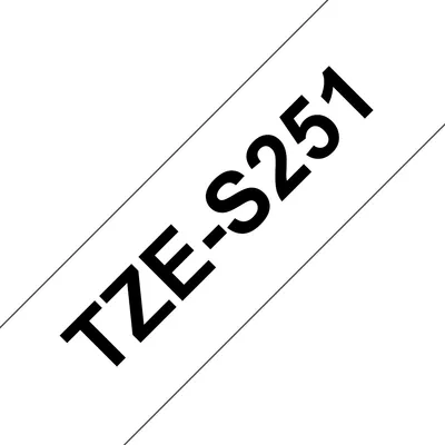 Brother TZE-S251 Laminierte Beschriftungsband 2,4 cm Schwarz auf Weiß 8 m