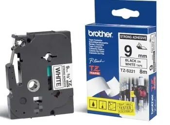 Band für Etikettendrucker Brother TZ-S221 Schwarz auf Weiß 9 mm