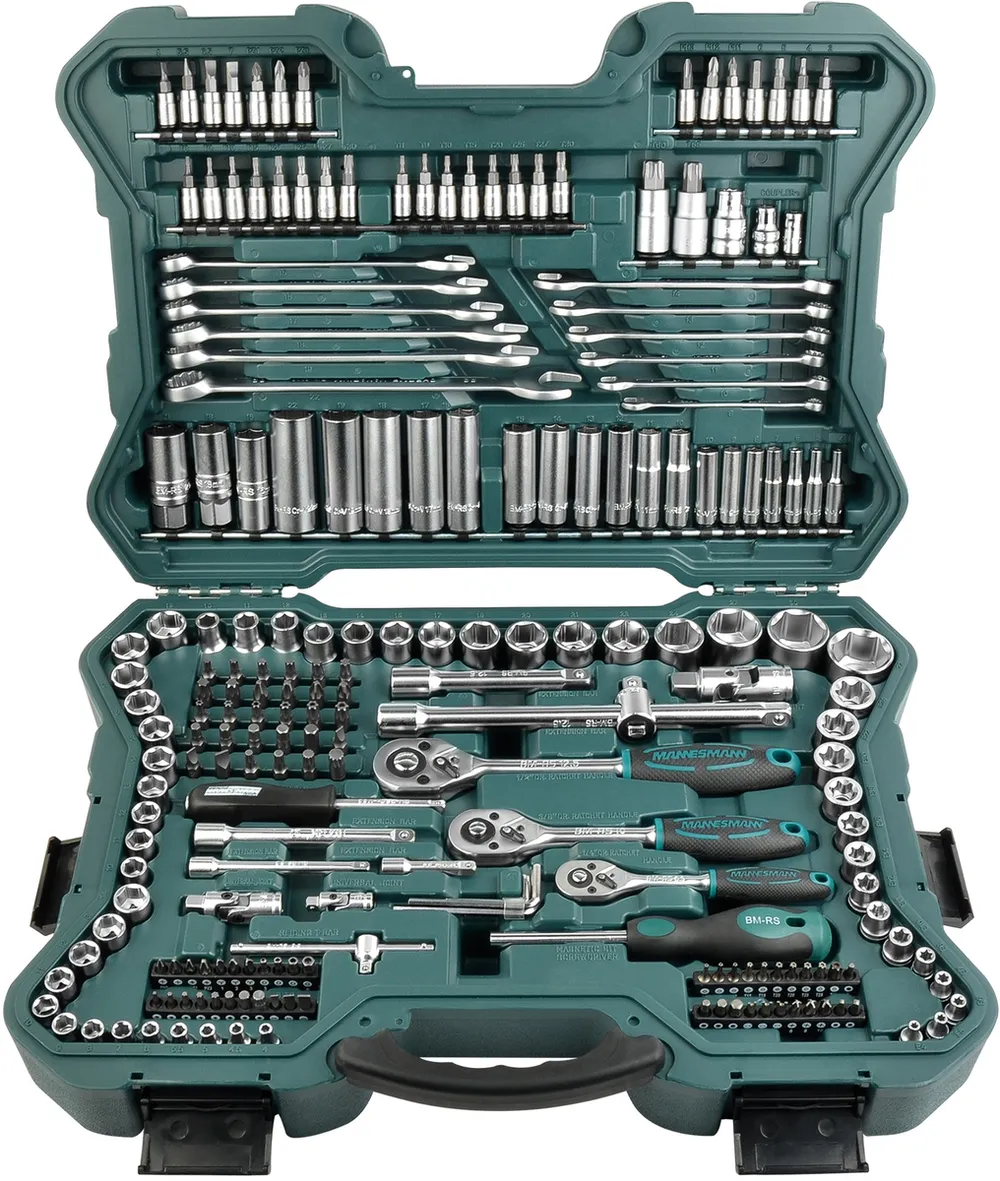 BRÜDER MANNESMANN Steckschlüssel-Satz, 215-tlg, 1/4"+3/8"+1/2"