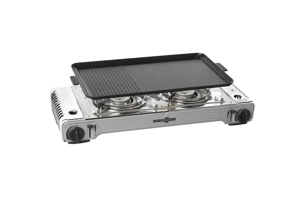 BRUNNER Gaskocher BRUNNER Camping Gaskocher 2 flammig DEVIL DOUBLE GRILL mit Grillplatte