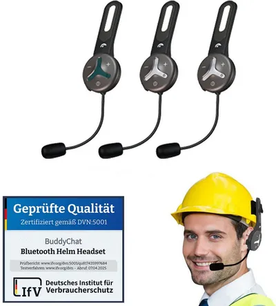 BuddyChat Buddy Chat Trio Bluetooth® Interkom Bluetooth-Kopfhörer (Helm Interkom Gegensprechanlage bis 1000M für bis zu Personen)