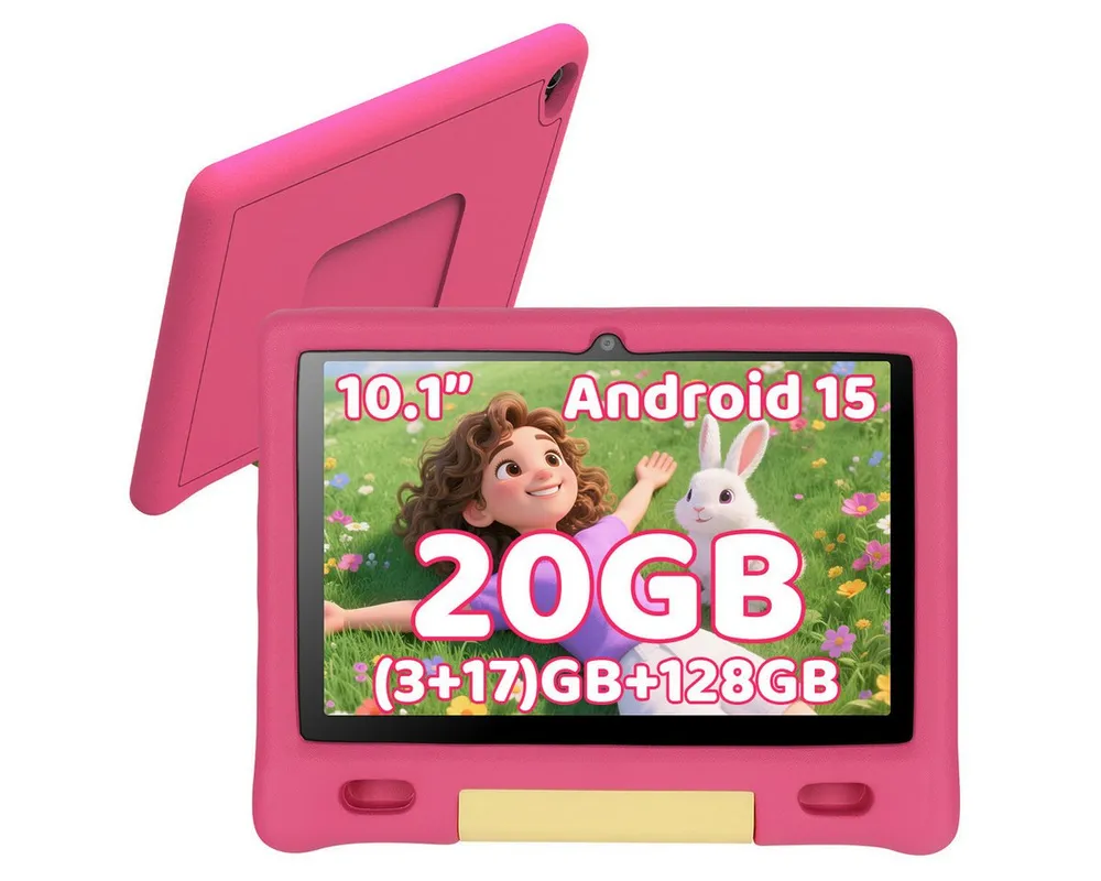 BUFO 10,1 Zoll Android 15 Octa Core 128 GB HD IPS Elternkontrolle Kinder Tablet (10,1", 128 GB, Android, WiFi 6, Kindersicherung, WiFi 6 BT 5.3, mit Kindersicheres Gehäuse)
