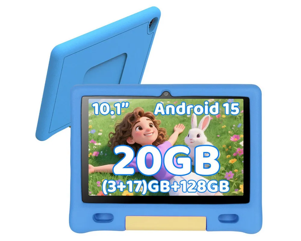 BUFO 10,1 Zoll Android 15 Octa Core 128 GB HD IPS Elternkontrolle Kinder Tablet (10,1", 128 GB, Android, WiFi 6, Kindersicherung, WiFi 6 BT 5.3, mit Kindersicheres Gehäuse)