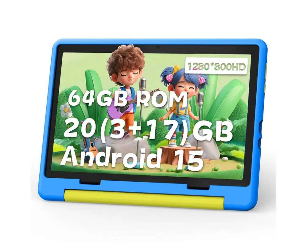 BUFO 10'' Android 64GB 1280x800 HD IPS WiFi 6 Lern Kinder Tablet (10", 64 GB, Android 15, 5G WiFi, Kids Bumper Blau, Elterliche Kontrolle, Anti-Blaulicht)