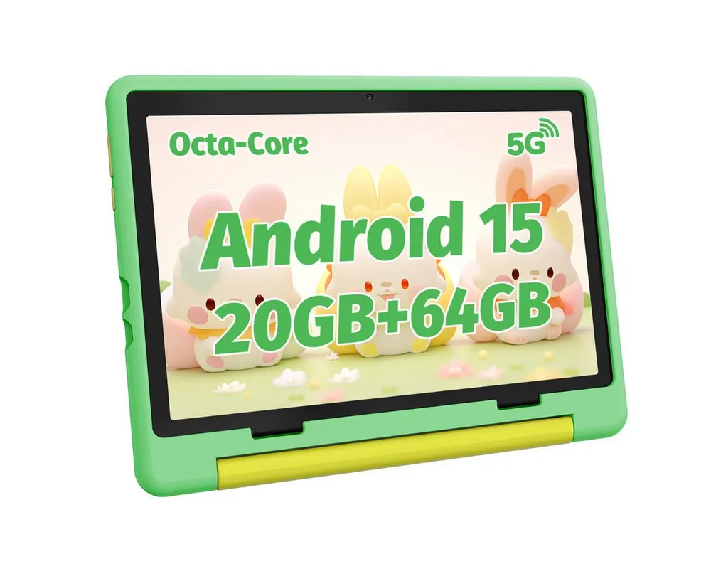 BUFO 10 Zoll 24(3+21)GB RAM+64GB ROM 1280x800 HD-Display Android16 Kinder Tablet (10,1", 64 GB, Android 16, WIFI, Anti-Blaulicht, Vorinstallierte Kinder Lernsoftware, Robustes Design)