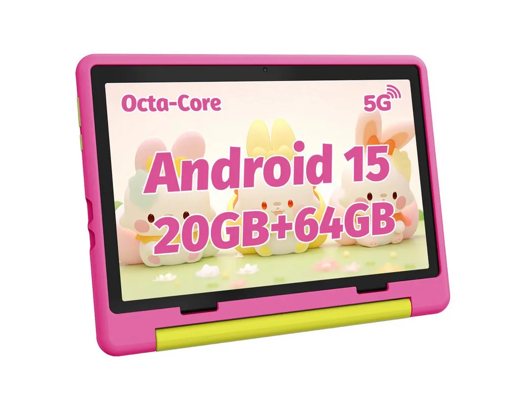 BUFO 10 Zoll 24(3+21)GB RAM+64GB ROM 1280x800 HD-Display Android16 Kinder Tablet (10,1", 64 GB, Android 16, WIFI, Anti-Blaulicht, Vorinstallierte Kinder Lernsoftware, Robustes Design)