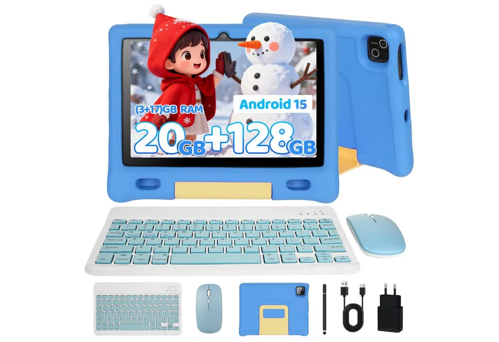 BUFO 10 Zoll 3GB RAM, 128GB, 1280x800 HD Display, Wi-FI 6, 5000mAh, Kinder Tablet (10", 128 GB, Android 15, 5G WiFi, mit Tastatur/Maus/Stift, Octa Core, Kindersicherung)