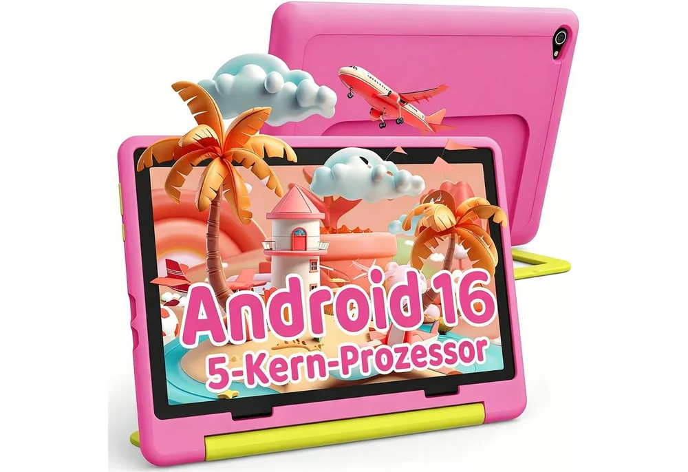 BUFO 10 Zoll Android 16, 24(3+21)GB RAM+64GB, 1280x800 HD IPS, Kinder Tablet (10", 64 GB, Android 16, WiFi 6, Robuste Schutzhülle, Vorinstallierte Lernapps, GMS-Zertifizierung)