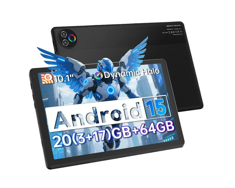 BUFO 10-Zoll-Tablet, 64GB, Android, HD IPS-Touchscreen, Dual-Kamera Tablet (10", 64 GB, Android, WiFi, Android 15, 5-Kern-Prozessor 20(3+17)GB RAM, 64GB ROM, WiFi 6 BT5.4)