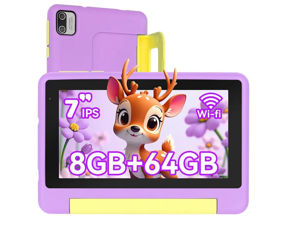 BUFO 7 Zoll 8(2+6)GB+64GB, Wi-Fi, Bluetooth, 1024 x 600 HD-Display, Kinder Tablet (7", 64 GB, Android, WiFi, Dual-Kamera, Kindersicherung, Augenschonendes IPS)