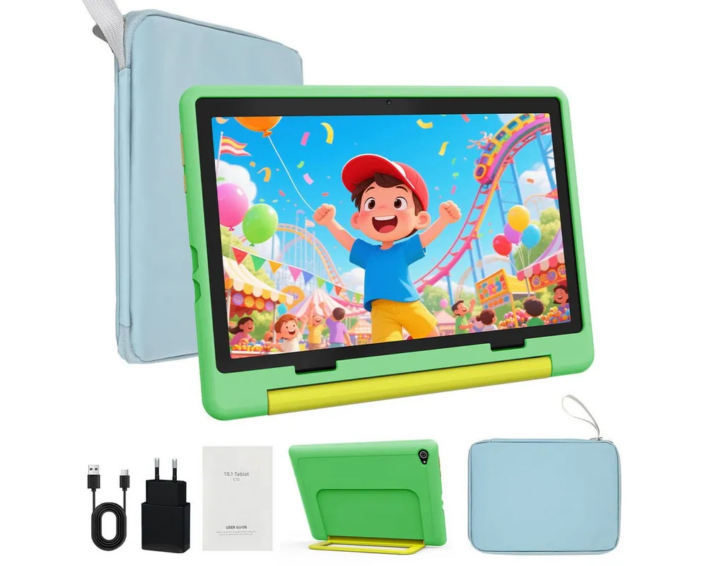 BUFO Android 16 10-Zoll, 24(3+21) GB RAM + 64 GB ROM (TF Expand 1TB) Kinder Tablet (10", 64 GB, Android 16, WiFi 6, Android 16, HD IPS 1280x800, 6000mAh, für Spiel und Lernen)