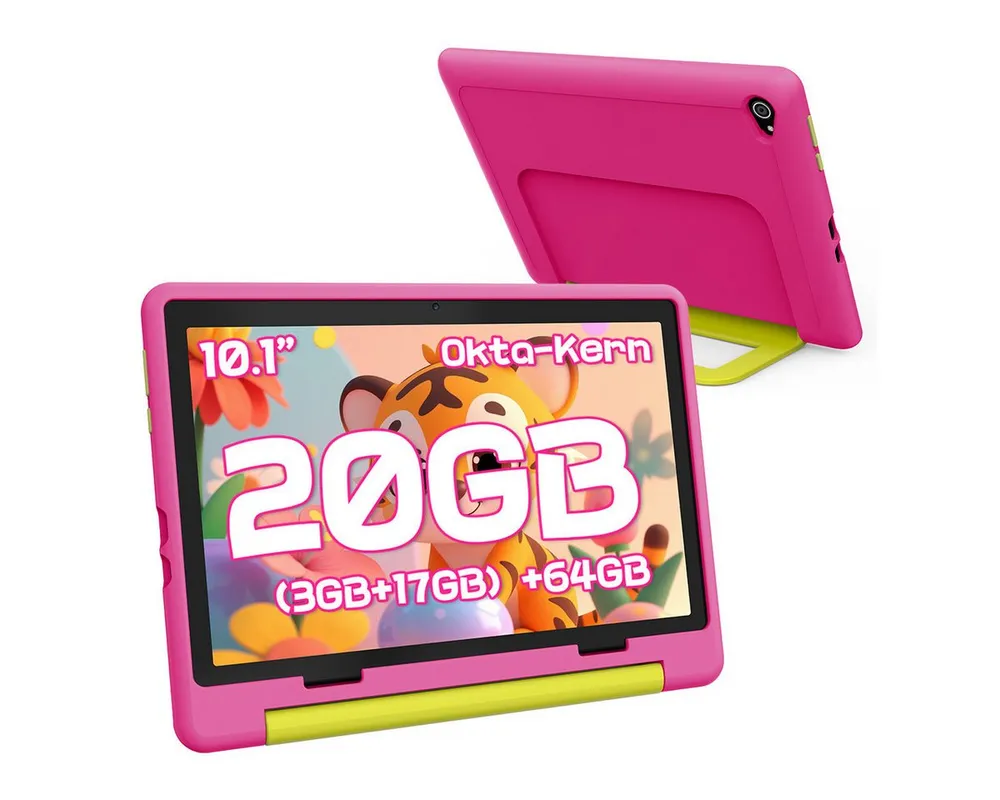 BUFO Android 16 10-Zoll, 24(3+21) GB RAM + 64 GB ROM (TF Expand 1TB) Kinder Tablet (10", 64 GB, Android 16, WiFi 6, Android 16, Elterliche Kontrolle, HD IPS 1280x800, 6000mAh)