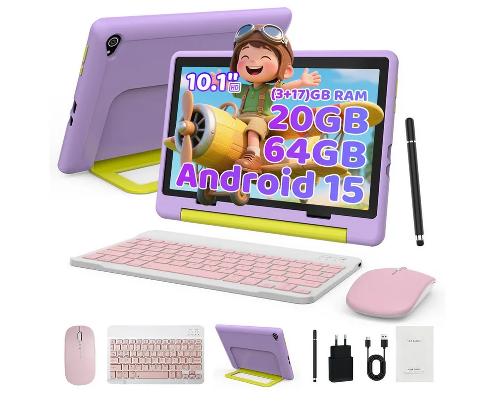 BUFO Kinder Lern-Tablet mit Elternkontrolle 10'' Android 16, 64GB Tablet (10", 64 GB, Android 15, Kids Bumper blau)
