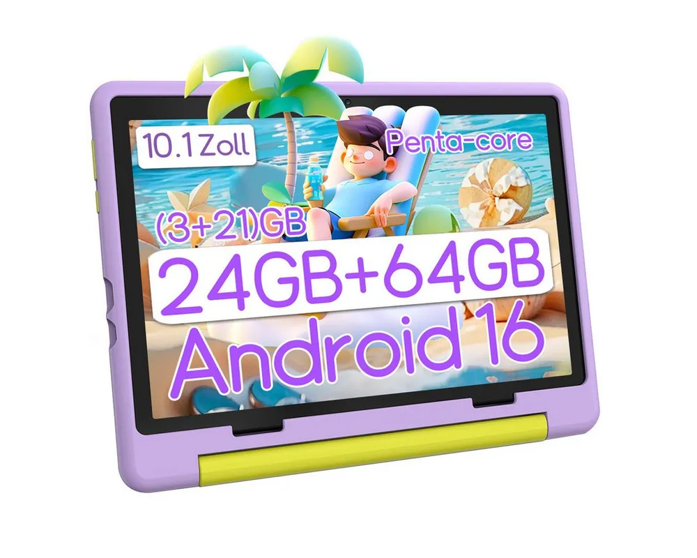 BUFO Kinder Lern-Tablet mit Elternkontrolle 10'' Android 16, 64GB Tablet (10", 64 GB, Android 16, Kids Bumper blau)