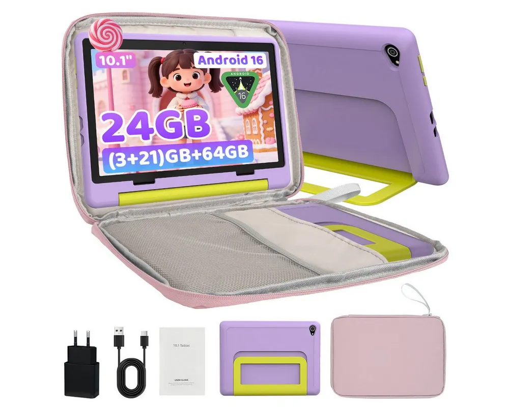 BUFO Kinder Lern-Tablet mit Elternkontrolle 10'' Android 16, 64GB Tablet (10", 64 GB, Android 16, Kids Bumper blau)