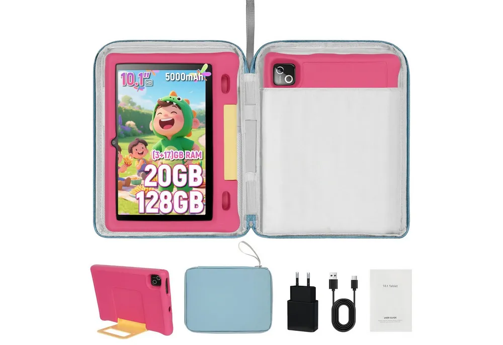 BUFO Kinder Lern-Tablet mit Elternkontrolle 10'' Android 16, 64GB Tablet (10", 128 GB, Android 15, Kids Bumper blau)