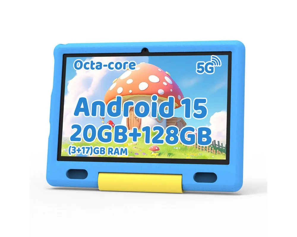 BUFO Kinder Lern-Tablet mit Elternkontrolle 10'' Android 16, 64GB Tablet (10", 128 GB, Android 15, Kids Bumper blau)