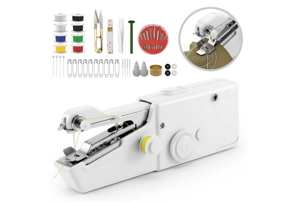 Bundviel Nähmaschine Handnähmaschine Mini Elektrisch Tragbare Nähmaschine mit Unterfaden