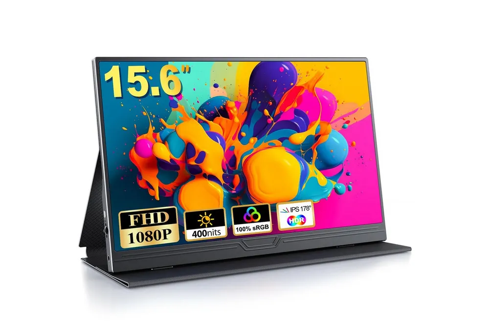 Bundviel Portable Monitor 15,6-Zoll tragbarer Monitor mit USB-C & HDMI, 1080P Portabler Monitor (40 cm/15.6 ", 1920 x 1080 px, FHD, 3 ms Reaktionszeit, 60 Hz)