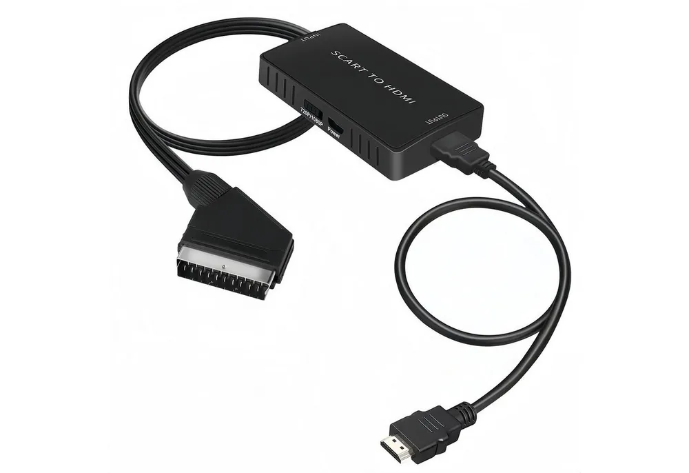 Bundviel SCART zu HDMI Adapter HD 1080P Video Audio Wandler mit HDMI Kabel HDMI-Adapter