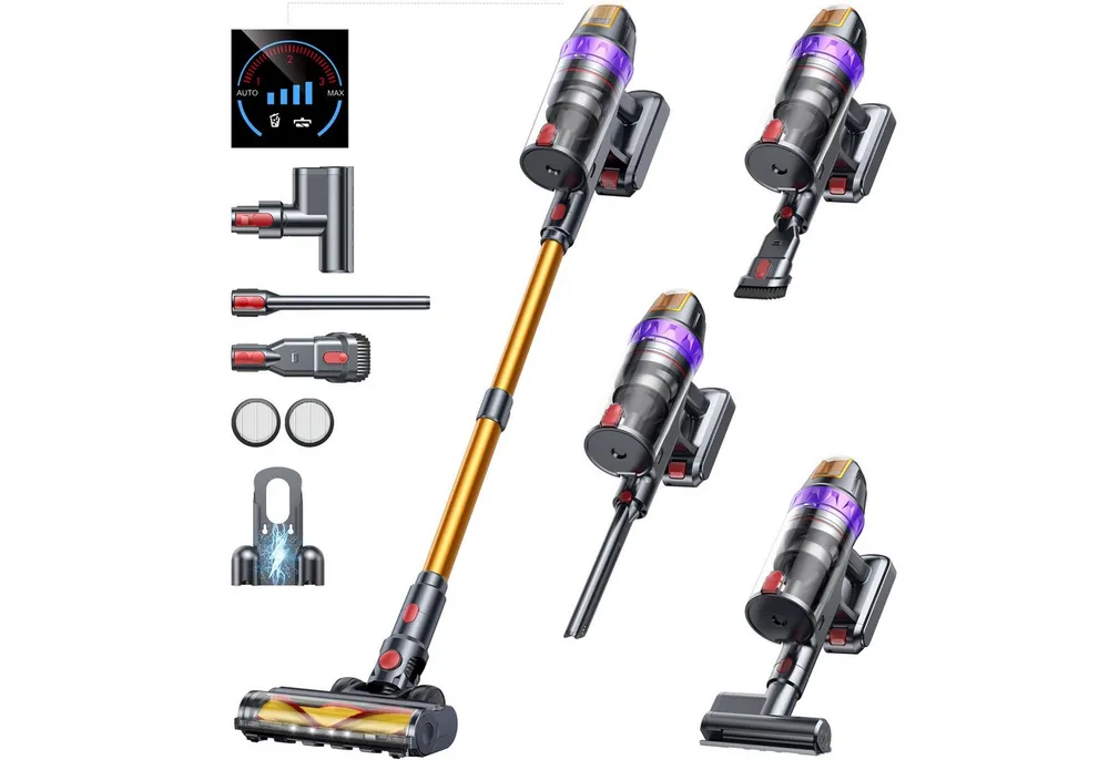 Buture Akku-Hand-und Stielstaubsauger 85000Pa Akkustaubsauger, 750 W Akku Staubsauger, Akkusauger Kabelloser, 85 kPa, 60 Minuten Laufzeit, Abnehmbarer Akku