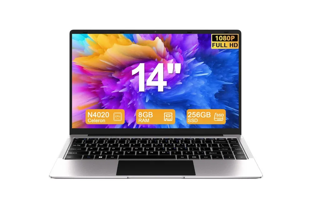 bvate B8 Laptop 14 Zoll 8GB RAM 256GB SSD 1920x1080 Notebook (35 cm/14 Zoll, Celeron N4020, Celeron N4020, 8 GB, 256 GB SSD, 180° Drehung/Low Blue Light-Zertifizierung/Deutsche Tastaturaufkleber)