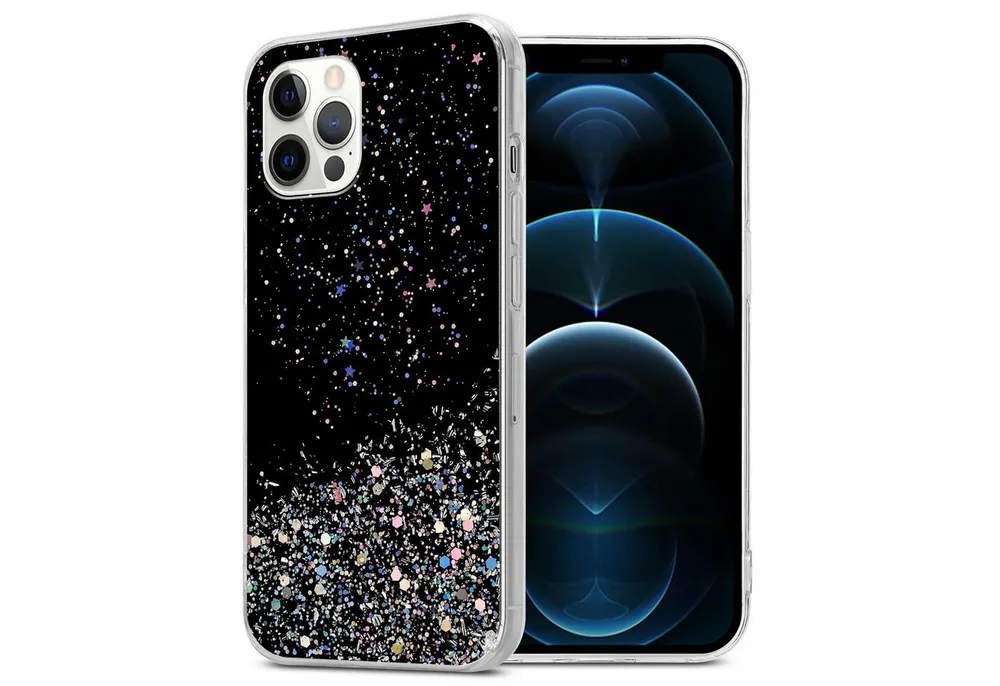 Cadorabo Handyhülle für iPhone 12 / 12 PRO Hülle Apple iPhone 12 / 12 PRO, Flexible TPU Silikon Handy Schutzhülle - Hülle - mit Glitzer