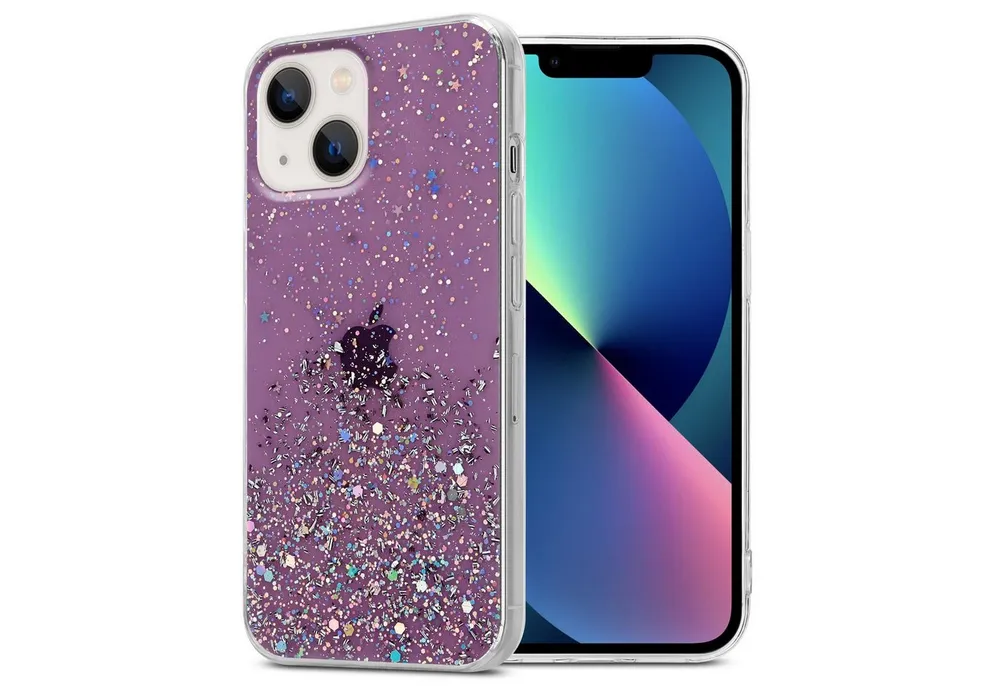 Cadorabo Handyhülle für iPhone 13 MINI Hülle Apple iPhone 13 MINI, Flexible TPU Silikon Handy Schutzhülle - Hülle - mit Glitzer