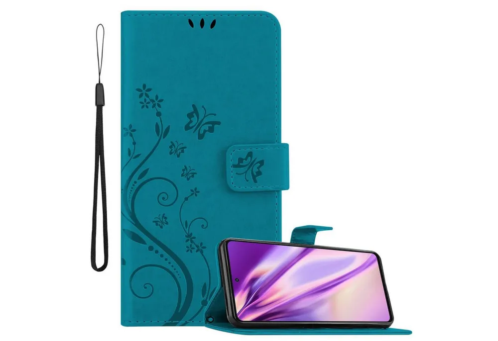 Cadorabo Handyhülle für Samsung Galaxy A52 (4G / 5G) / A52s Hülle Samsung Galaxy A52 (4G / 5G) / A52s, Hülle Schutzhülle Blumen Flower mit Standfunktion Kartenfach Magnet