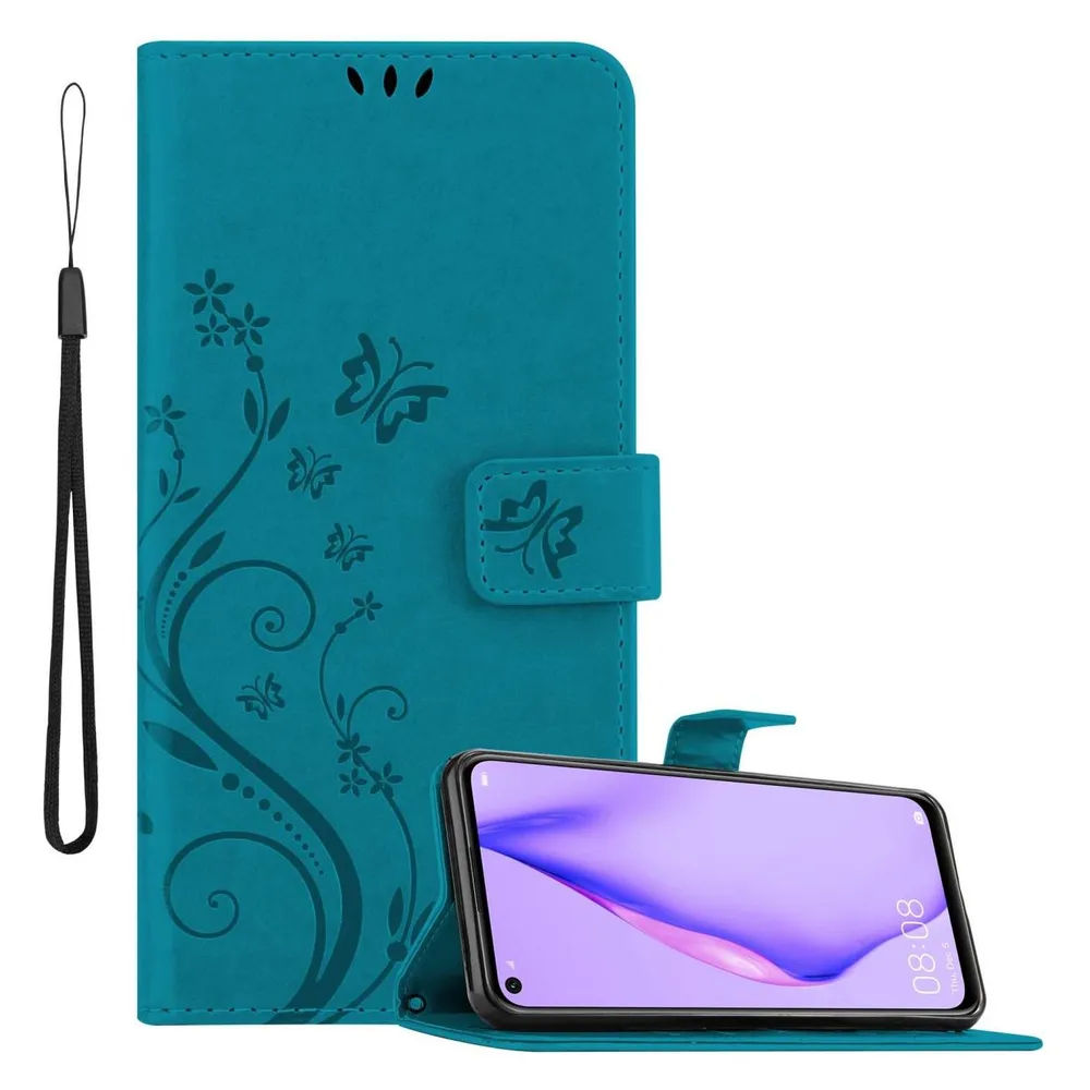Cadorabo Hülle für Huawei P40 LITE 5G / NOVA 7 SE mit Blumen Muster (Huawei Nova 7 SE, Huawei P40 Lite 5G)