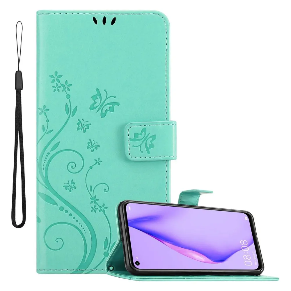 Cadorabo Hülle für Huawei P40 LITE 5G / NOVA 7 SE mit Blumen Muster (Huawei Nova 7 SE, Huawei P40 Lite 5G)