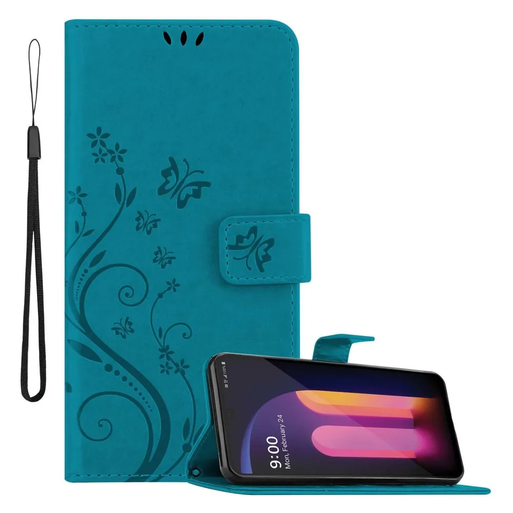 Cadorabo Hülle für LG V60 ThinQ mit Blumen Muster (LG V60 ThinQ 5G)