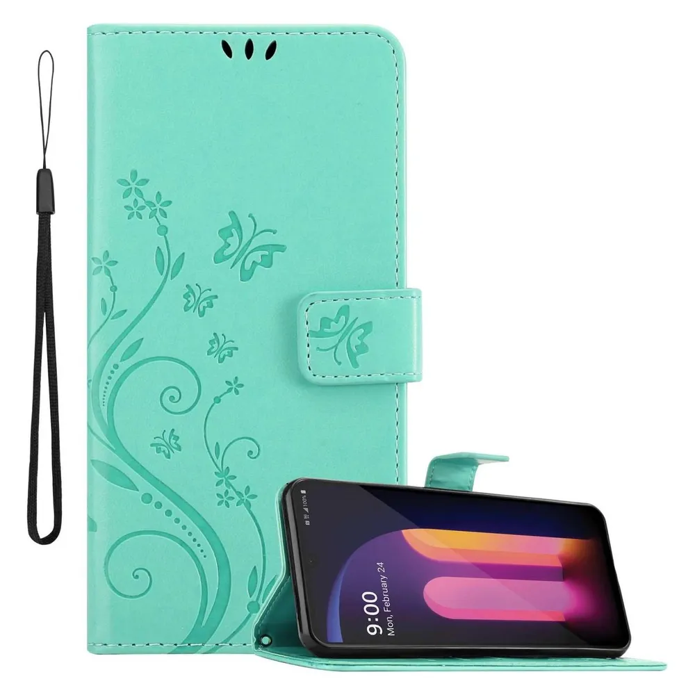 Cadorabo Hülle für LG V60 ThinQ mit Blumen Muster (LG V60 ThinQ 5G)