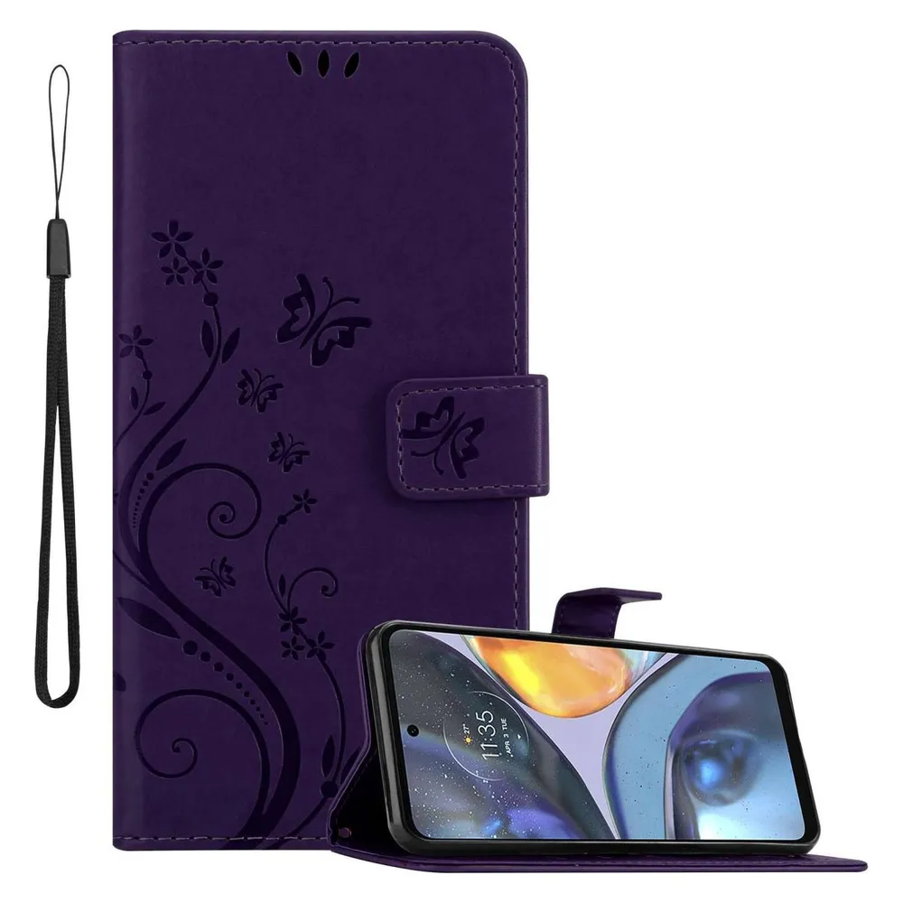 Cadorabo Hülle für Motorola MOTO G22 mit Blumen Muster (Motorola Moto G22)