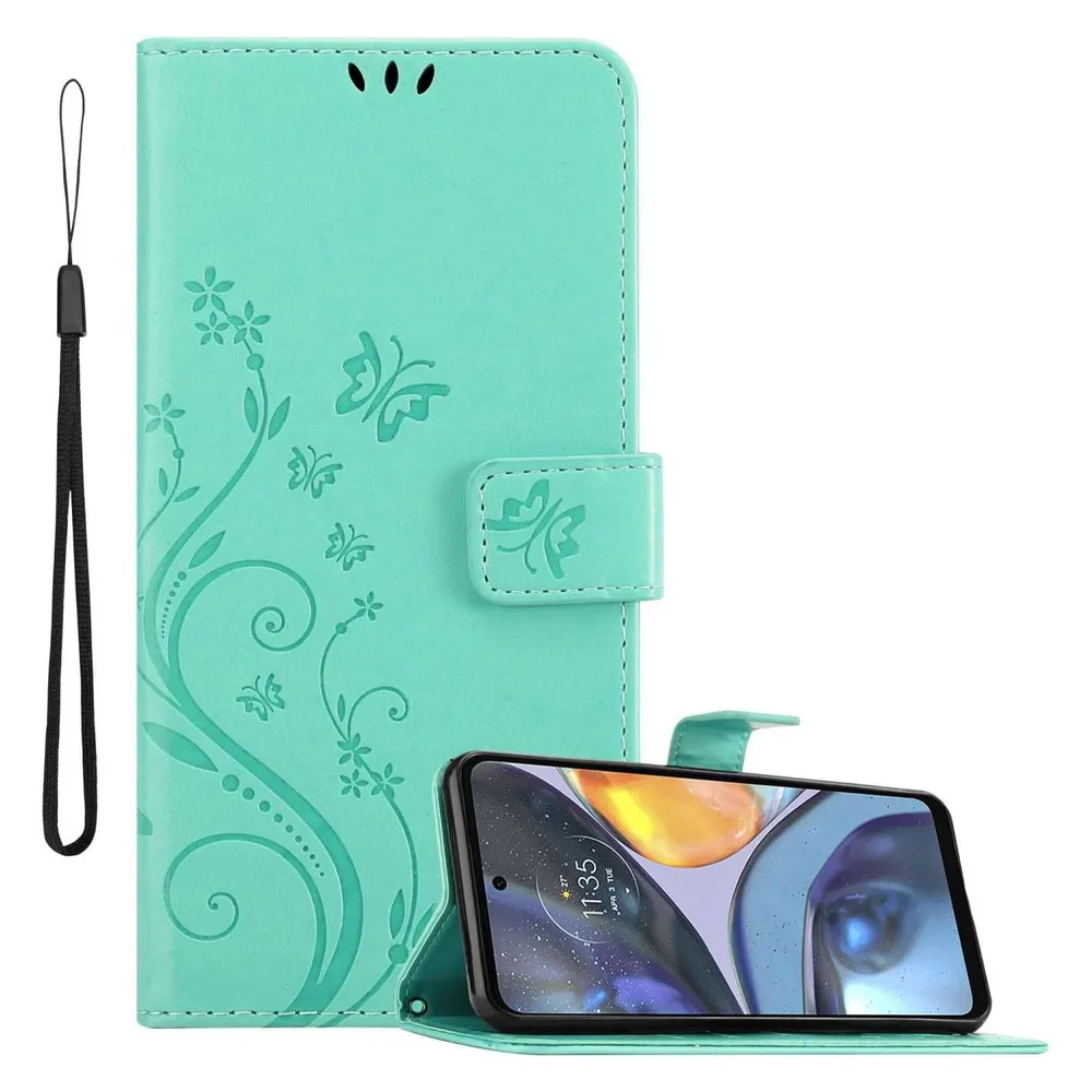 Cadorabo Hülle für Motorola MOTO G22 mit Blumen Muster (Motorola Moto G22)