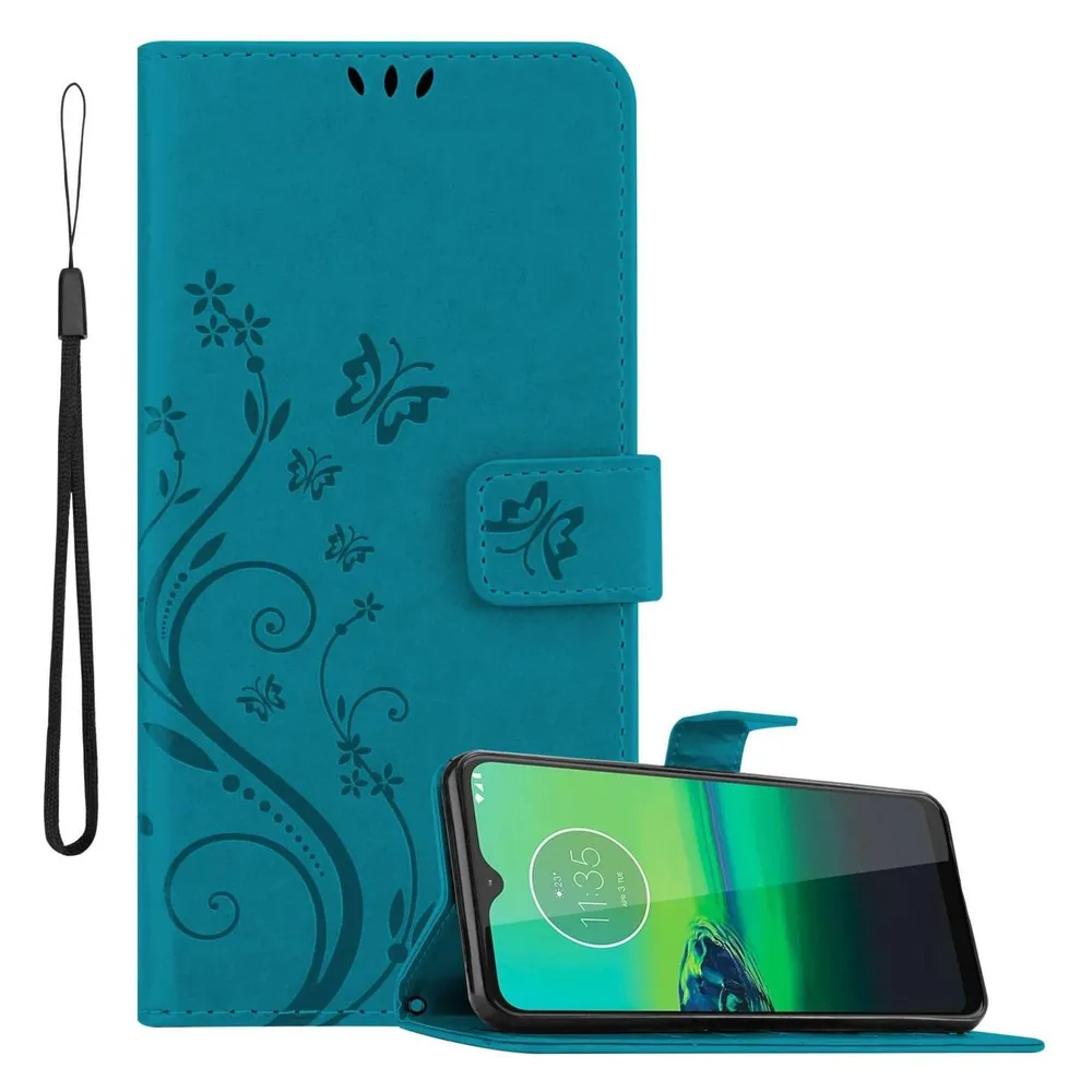 Cadorabo Hülle für Motorola MOTO G8 mit Blumen Muster (Motorola Moto G8)