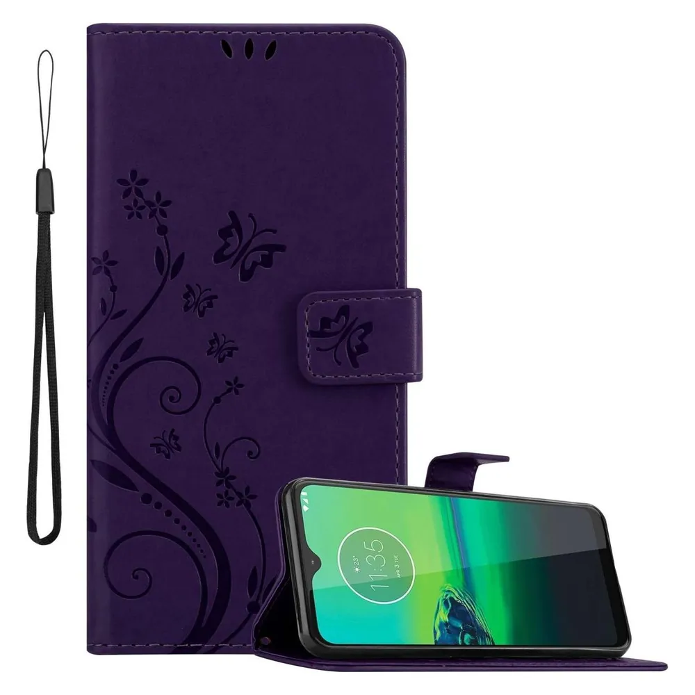 Cadorabo Hülle für Motorola MOTO G8 mit Blumen Muster (Motorola Moto G8)