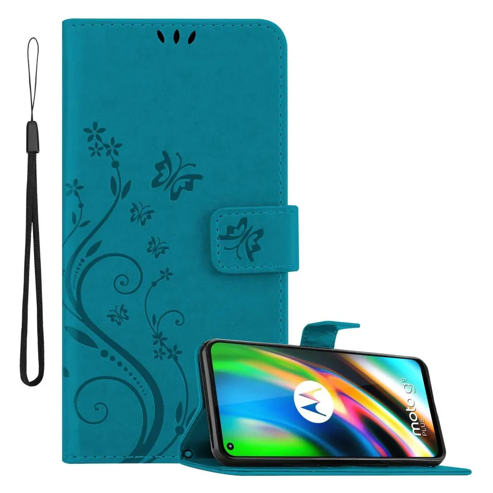 Cadorabo Hülle für Motorola MOTO G9 PLUS mit Blumen Muster (Motorola Moto G9 Plus)