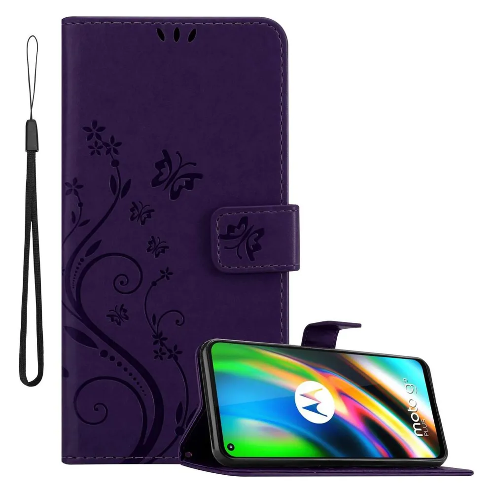 Cadorabo Hülle für Motorola MOTO G9 PLUS mit Blumen Muster (Motorola Moto G9 Plus)