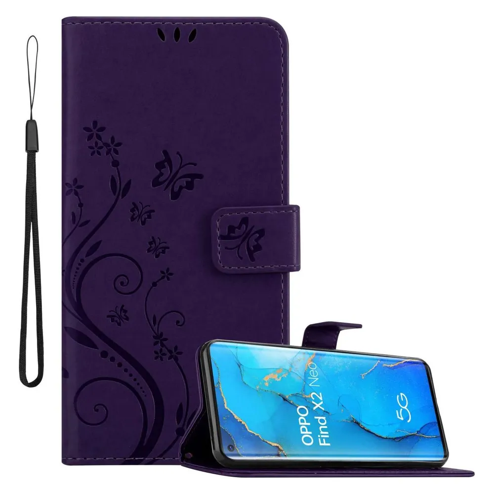 Cadorabo Hülle für Oppo FIND X2 NEO mit Blumen Muster (Oppo Find X2 Neo)