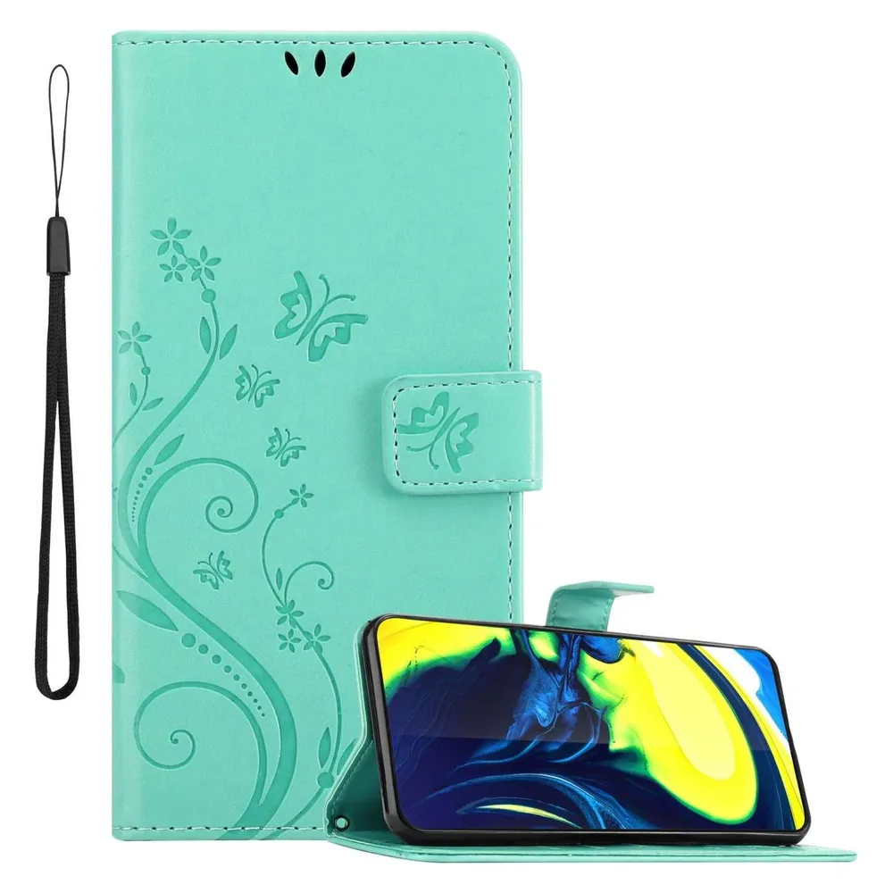 Cadorabo Hülle für Samsung Galaxy A80 / A90 4G mit Blumen Muster (Samsung Galaxy A80)